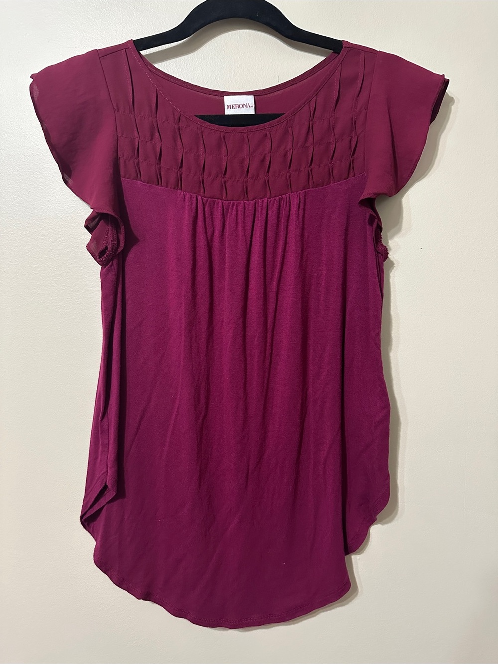Merona Women's Plum Pleated Yoke Cap-Sleeve Top